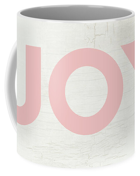 Joy Coffee Mug featuring the digital art Joy Sign Pink- Art by Linda Woods by Linda Woods