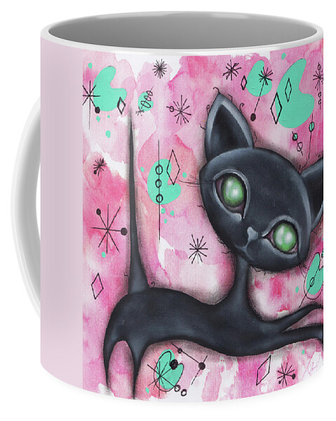 Retro Coffee Mug featuring the painting Joyce Cat by Abril Andrade