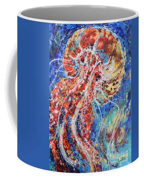 Jellyfish Coffee Mug featuring the painting Joyous Jellyfish by Jyotika Shroff