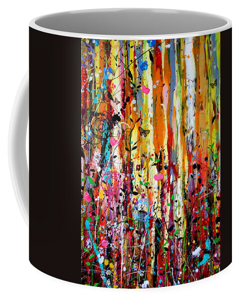 Yellow Art Coffee Mug featuring the painting Joyride Detail by Angie Wright