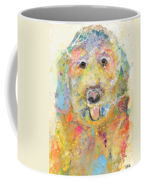 Goldendoodle Dog Coffee Mug featuring the painting Jozie by Kasha Ritter