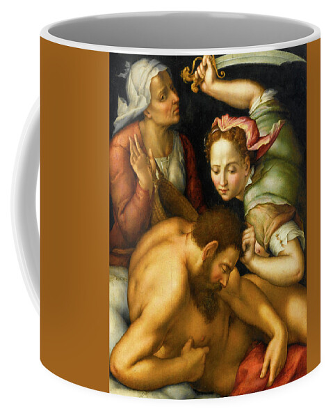 Pier Francesco Foschi Coffee Mug featuring the painting Judith and Holofernes by Pier Francesco Foschi