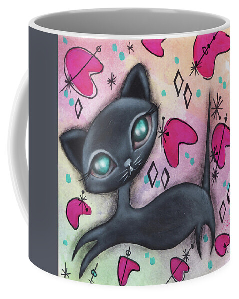 Mid Century Modern Coffee Mug featuring the painting Judy Cat by Abril Andrade
