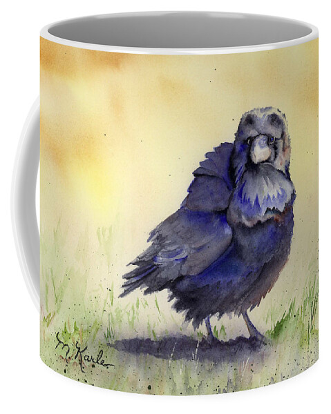 Bird Coffee Mug featuring the painting Judy's Raven by Marsha Karle
