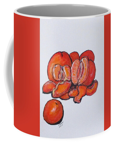 Fruit Coffee Mug featuring the painting juicy Tangerines by Clyde J Kell