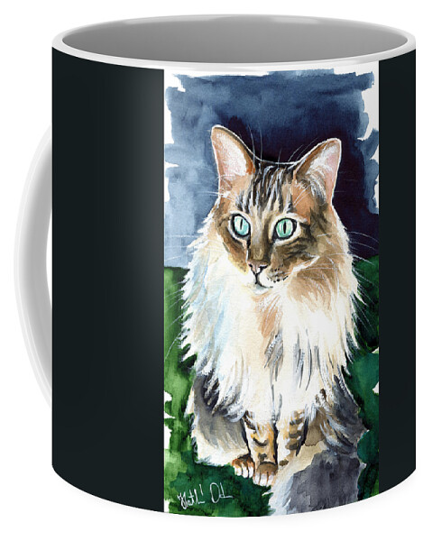 Cat Coffee Mug featuring the painting Juju - Cashmere Bengal Cat Painting by Dora Hathazi Mendes