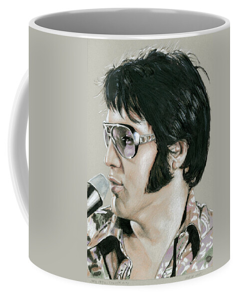 Elvis Coffee Mug featuring the drawing July 1970, Culver City by Rob De Vries