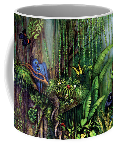 Jungle Coffee Mug featuring the painting Jungle Talk by Lynn Buettner