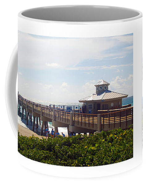 Beach Coffee Mug featuring the photograph Juno Beach Pier Florida Seascape Collage 8 by Ricardos Creations