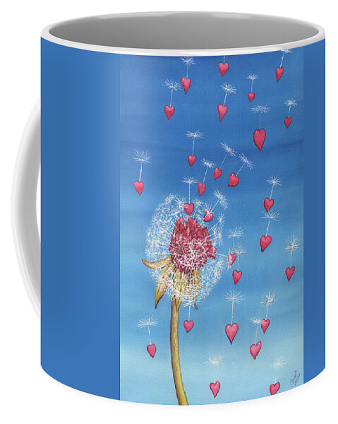 Dandelion Coffee Mug featuring the painting Just, a breath away by Catherine G McElroy