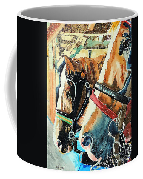 Horses Coffee Mug featuring the painting Just Chillin' by Tom Riggs