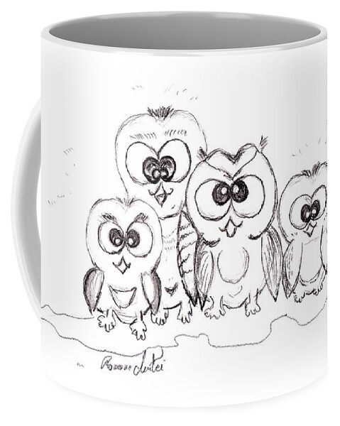 For Children Coffee Mug featuring the drawing Just The Four of Us by Ramona Matei