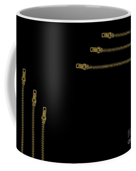 Black And Gold Coffee Mug featuring the digital art Just Zip It Black Design by Barefoot Bodeez Art