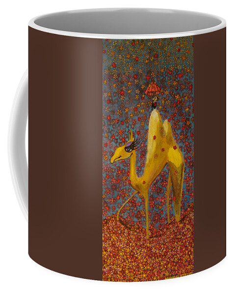 Camel Coffee Mug featuring the painting Justify by Mindy Huntress