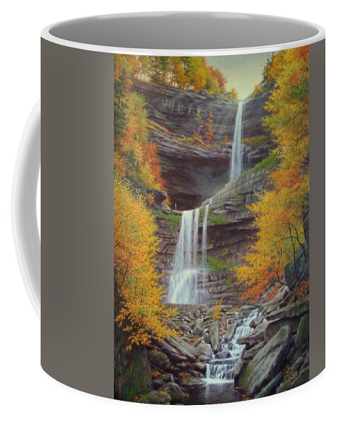 Landscape Coffee Mug featuring the painting Kaaterskill Falls by Barry DeBaun