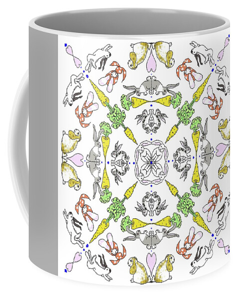 Heart Coffee Mug featuring the digital art Kaleidoscope rabbits by Debra Baldwin