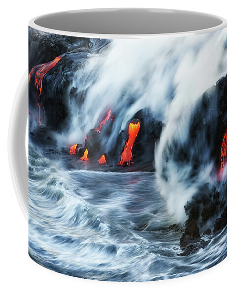 Lava Coffee Mug featuring the photograph Kamokuna Lava Ocean Entry, 2016 by Christopher Johnson