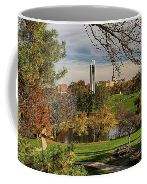 Landscape Coffee Mug featuring the photograph Kansas University by Joan Bertucci