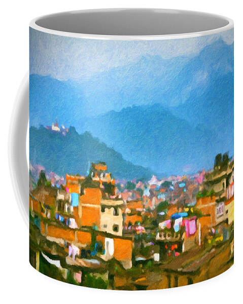 Kathmandu Coffee Mug featuring the painting Kathmandu, Nepal by Chris Armytage