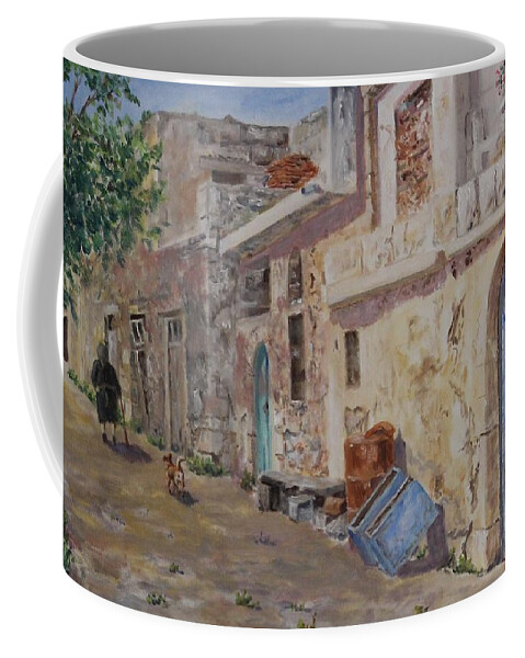 Crete Coffee Mug featuring the painting Kato Poro by David Capon