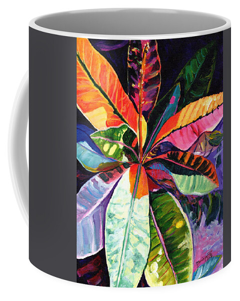 Tropical Leaves Coffee Mug featuring the painting Kauai Croton Leaves by Marionette Taboniar