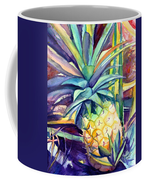 Pineapple Coffee Mug featuring the painting Kauai Pineapple 4 by Marionette Taboniar