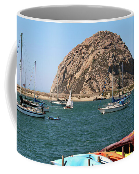 Beaches Coffee Mug featuring the photograph Kayaks and Morro Rock by Art Block Collections