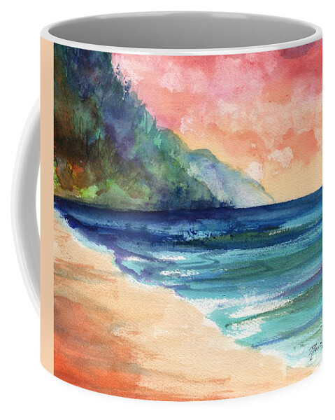 Kee Beach Coffee Mug featuring the painting Kee Beach by Marionette Taboniar