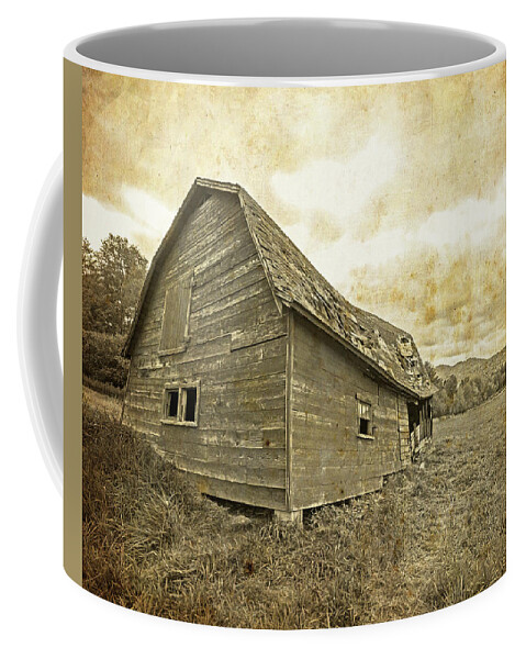 Keene Coffee Mug featuring the photograph Keene Valley Delapitated Barn Vintage Style by Toby McGuire