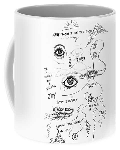 Paulcarterart Coffee Mug featuring the drawing Keep focused by Paul Carter