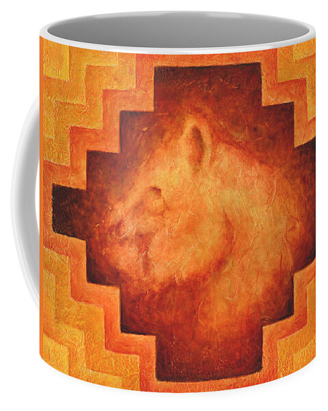Native American Coffee Mug featuring the painting Keeper of the Torch by Kevin Chasing Wolf Hutchins
