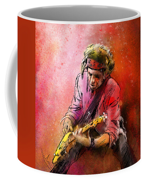 Music Coffee Mug featuring the painting Keith Richards by Miki De Goodaboom