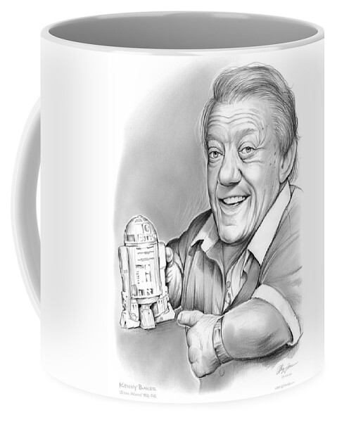 Kenny Baker Coffee Mug featuring the drawing Kenny Baker R2D2 by Greg Joens