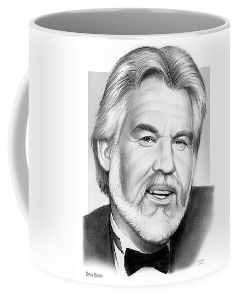 Pencil Drawing Coffee Mug featuring the drawing Kenny Rogers by Greg Joens