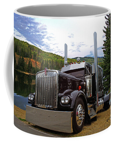 Big Rigs Coffee Mug featuring the photograph Kenworth at the Lake by Randy Harris