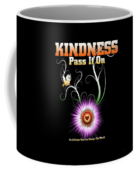 Kindness Coffee Mug featuring the digital art Kindness - Pass It On Starburst Heart by Rolando Burbon