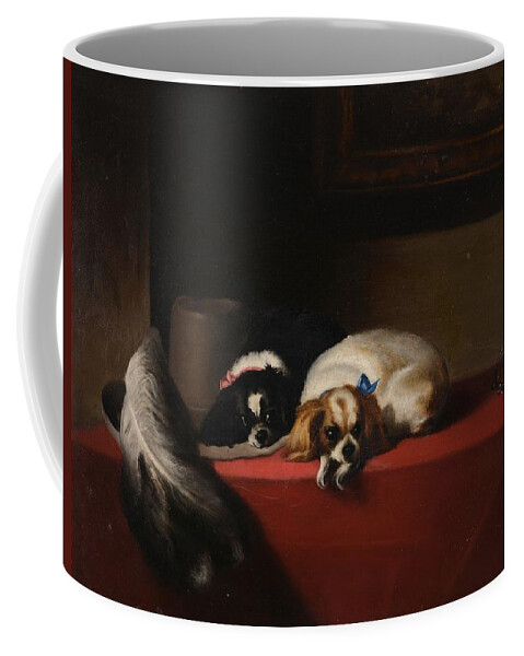 After Sir Edwin Henry Landseer (1802-1873) King Charles Spaniels (the Cavaliers Pets) Home Coffee Mug featuring the painting King Charles Spaniels by Edwin Henry Landseer