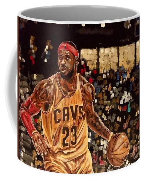 Lebron James Coffee Mug featuring the painting King James by Joel Tesch