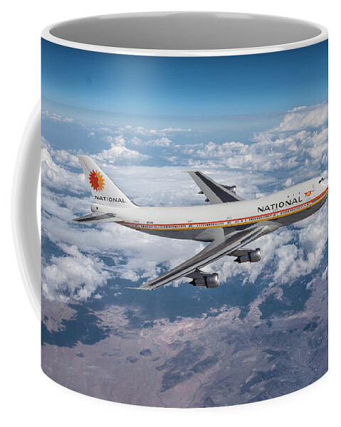 National Airlines Coffee Mug featuring the digital art Queen of the Skies - The 747 by Erik Simonsen