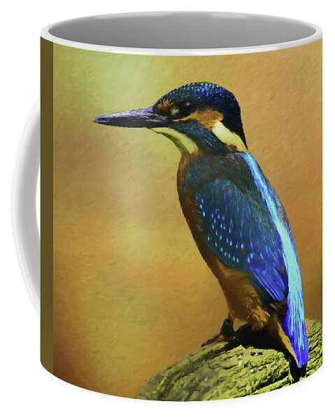 Alcedines Coffee Mug featuring the digital art Kingfisher Perch by Roy Pedersen