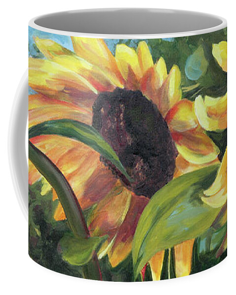 Sunflower Coffee Mug featuring the painting Kinship by Trina Teele