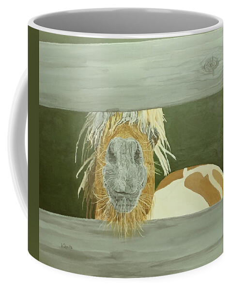 Miniature Horse Coffee Mug featuring the painting Kiss Me Baby by Wendy Shoults