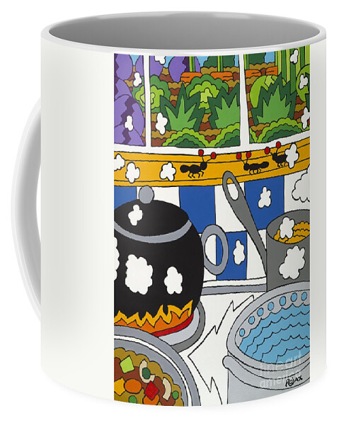 Kitchen Coffee Mug featuring the painting Kitchen Garden by Rojax Art