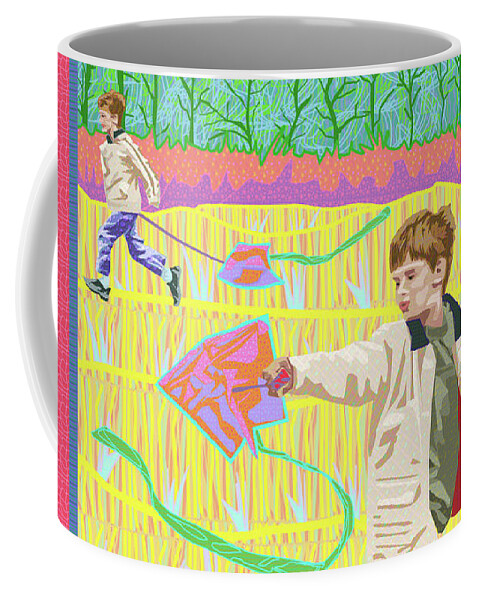 Kite Day At Fairview Coffee Mug featuring the digital art Kite Day by Rod Whyte