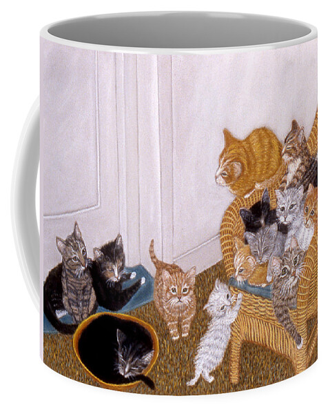 Karen Zuk Rosenblatt Art And Photography Coffee Mug featuring the painting Kitty Litter II by Karen Zuk Rosenblatt