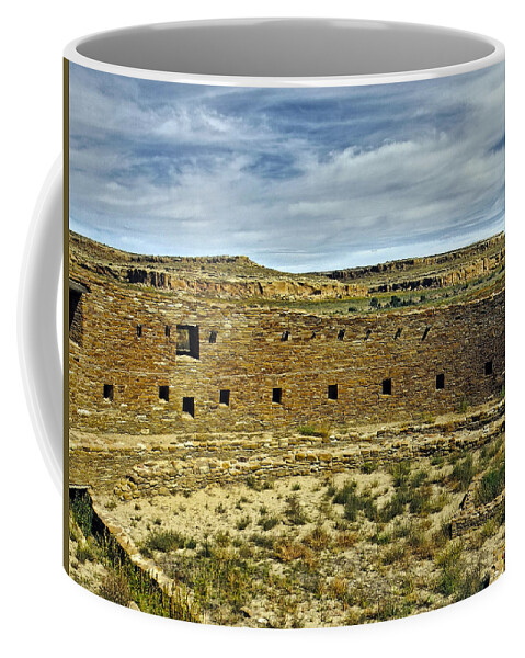Chaco Canyon Coffee Mug featuring the photograph Kiva view Chaco Canyon by Kurt Van Wagner