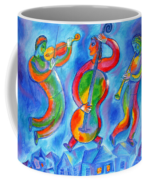  Coffee Mug featuring the painting Klezmer On The Roof by Leon Zernitsky