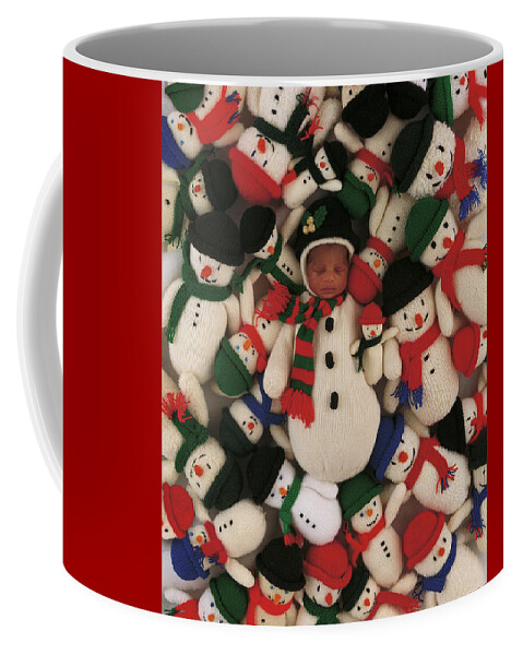 Holiday Coffee Mug featuring the photograph Knitted Snowman by Anne Geddes