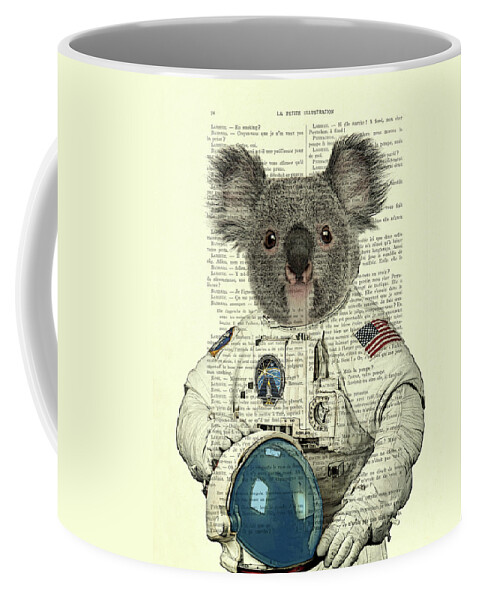 Astronaut Coffee Mug featuring the digital art Koala in space illustration by Madame Memento