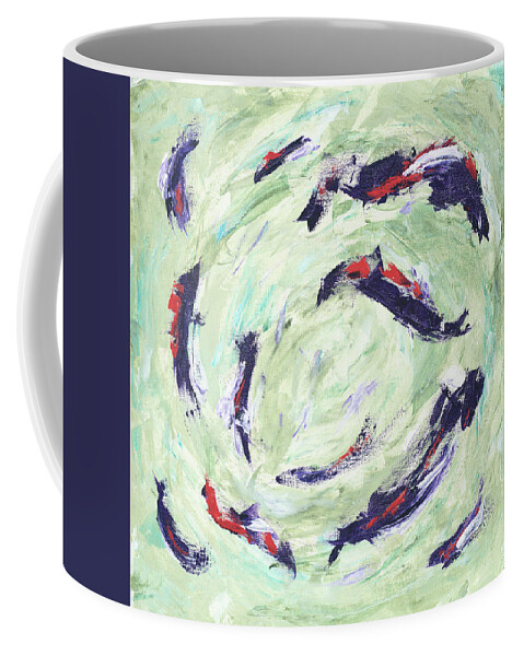 Abstract Coffee Mug featuring the painting Koi Joy by Kathryn Riley Parker
